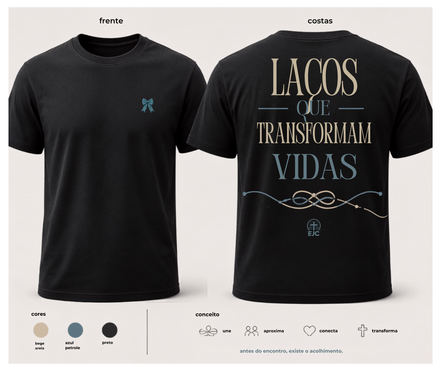Camisa Preta Modelo Laço — Frente e Costas