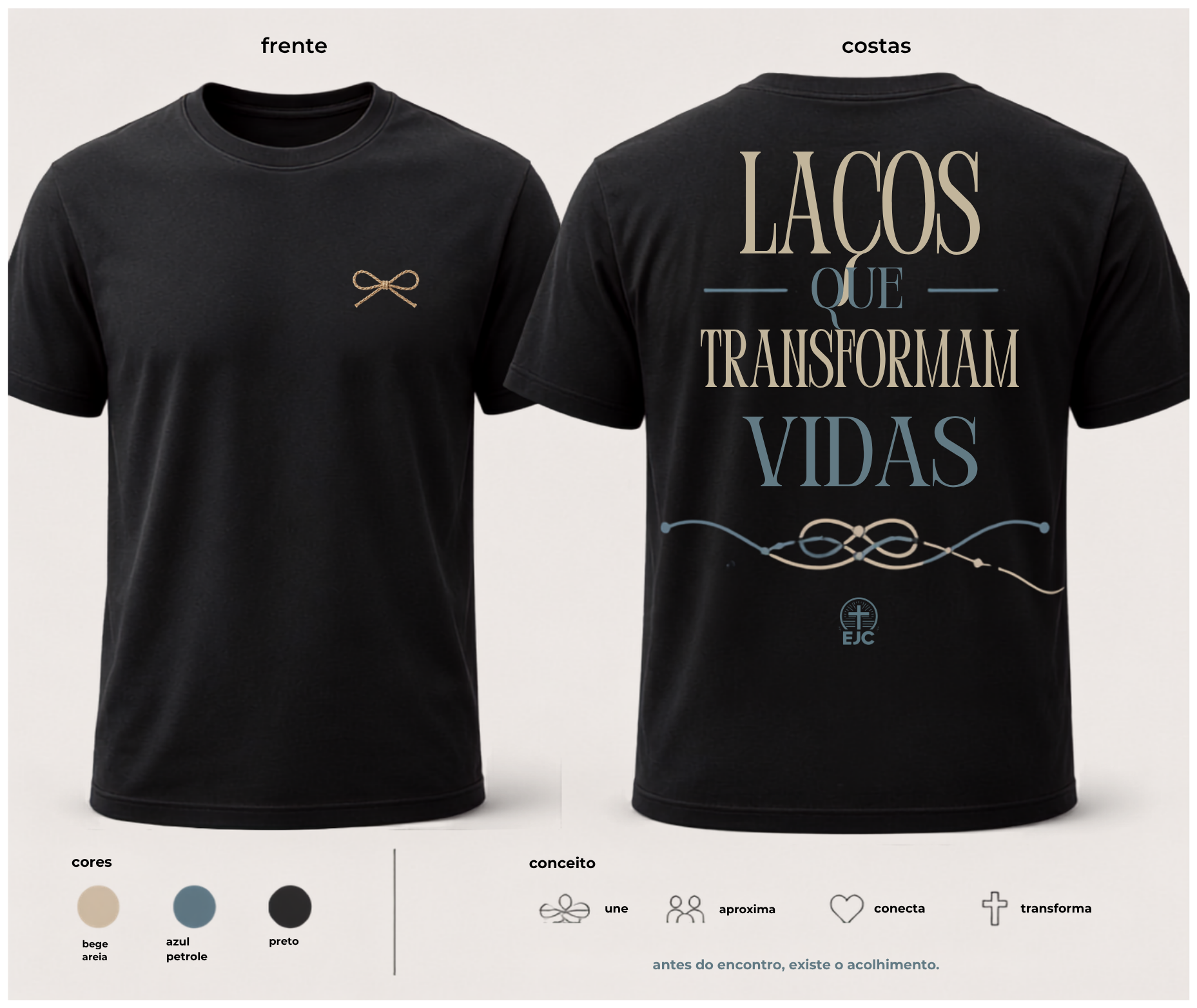 Camisa Preta Modelo Laço — Frente e Costas